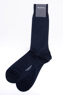 RRP €29 ZEGNA Mid Calf Socks Heritage One Size Pinstripe Logo Made in Italy
