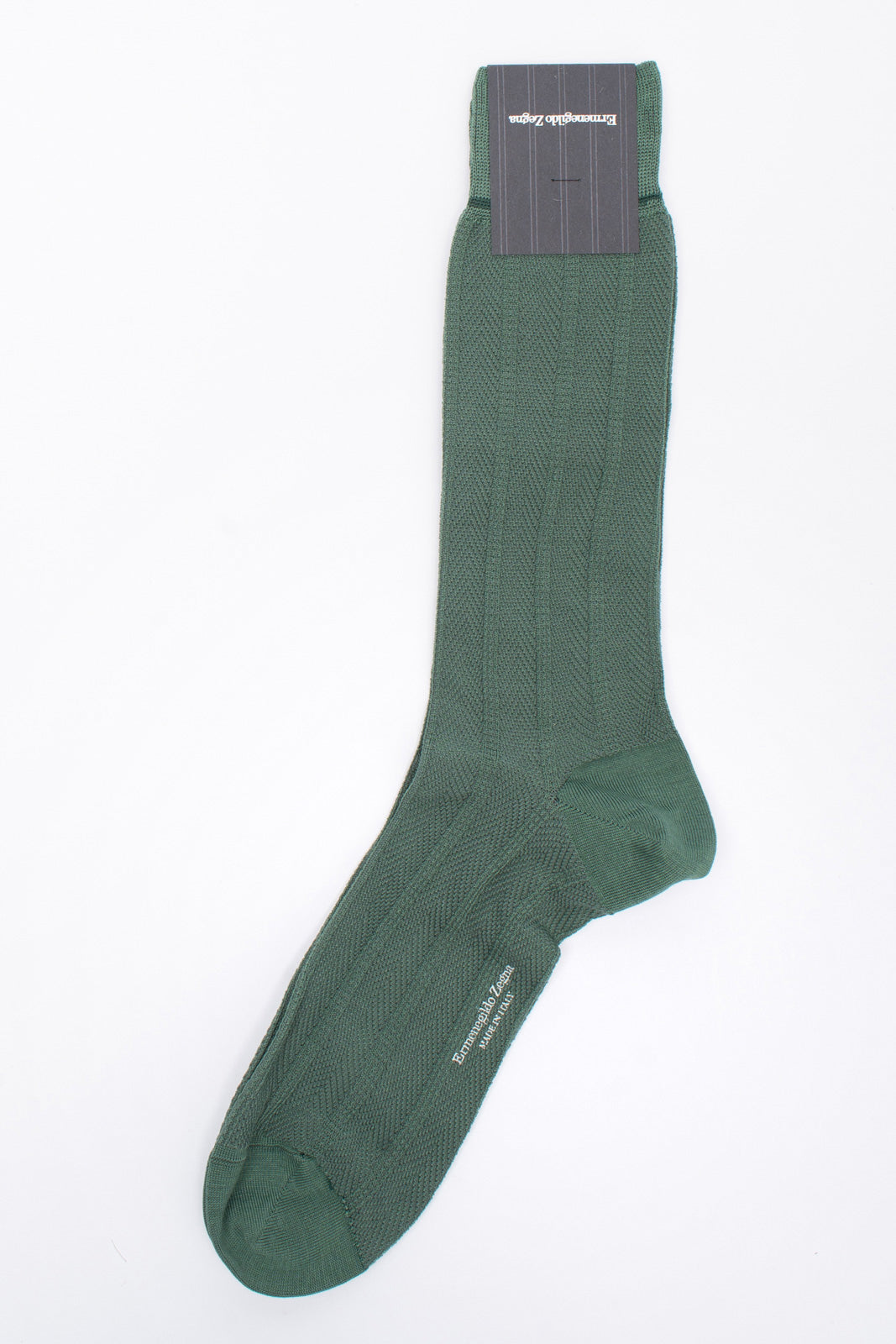 RRP€29 ZEGNA Mid Calf Socks One Size Chevron Mercerised Made in Italy gallery main photo