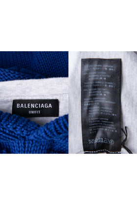 RRP€1350 BALENCIAGA Unisex Ripped Jumper Size S Worn Look Logo Embroidery Hooded gallery photo number 6