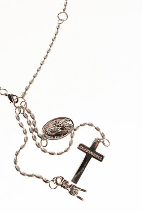 RRP €280 DSQUARED2 Rosary Necklace Cross Rock Hand & Saint Mary Charms gallery photo number 5