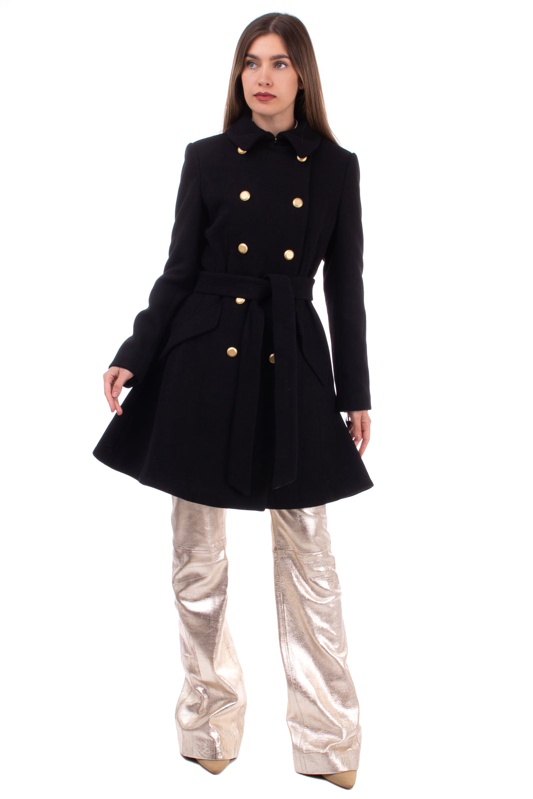 RRP€540 DKNY Swing Coat Size US 4 / S Wool Blend Belted Double Breasted Collared gallery main photo