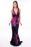 ETRO Silk Satin Trumpet Gown Size IT 46 / L Floral Beads Cross Back RRP €2605 gallery photo number 3