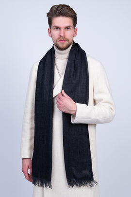 MALO Wool Large Shawl Wrap Scarf RRP$320 Herringbone Pattern Made in Italy