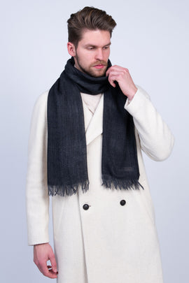 MALO Wool Large Shawl Wrap Scarf RRP$320 Herringbone Pattern Made in Italy