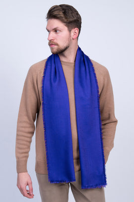 MALO Wool Long Shawl Wrap Scarf RRP€320 Frayed Edges Made in Italy