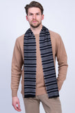 RRP €320 MALO Wool Long Rectangle Scarf Striped Pattern Frayed Made in Italy gallery photo number 1