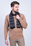 RRP €320 MALO Wool Long Rectangle Scarf Striped Pattern Frayed Made in Italy gallery photo number 2