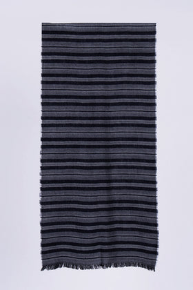 RRP €320 MALO Wool Long Rectangle Scarf Striped Pattern Frayed Made in Italy gallery photo number 6