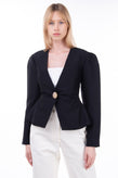 RRP €720 REJINA PYO Silk & Wool Peyton Blazer Jacket Size UK 12 / L Black Y-Neck gallery photo number 3