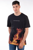 IHS T-Shirt Top Size S Coated Flames Printed Inscription Short Sleeve gallery photo number 3