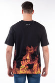 IHS T-Shirt Top Size S Coated Flames Printed Inscription Short Sleeve gallery photo number 4