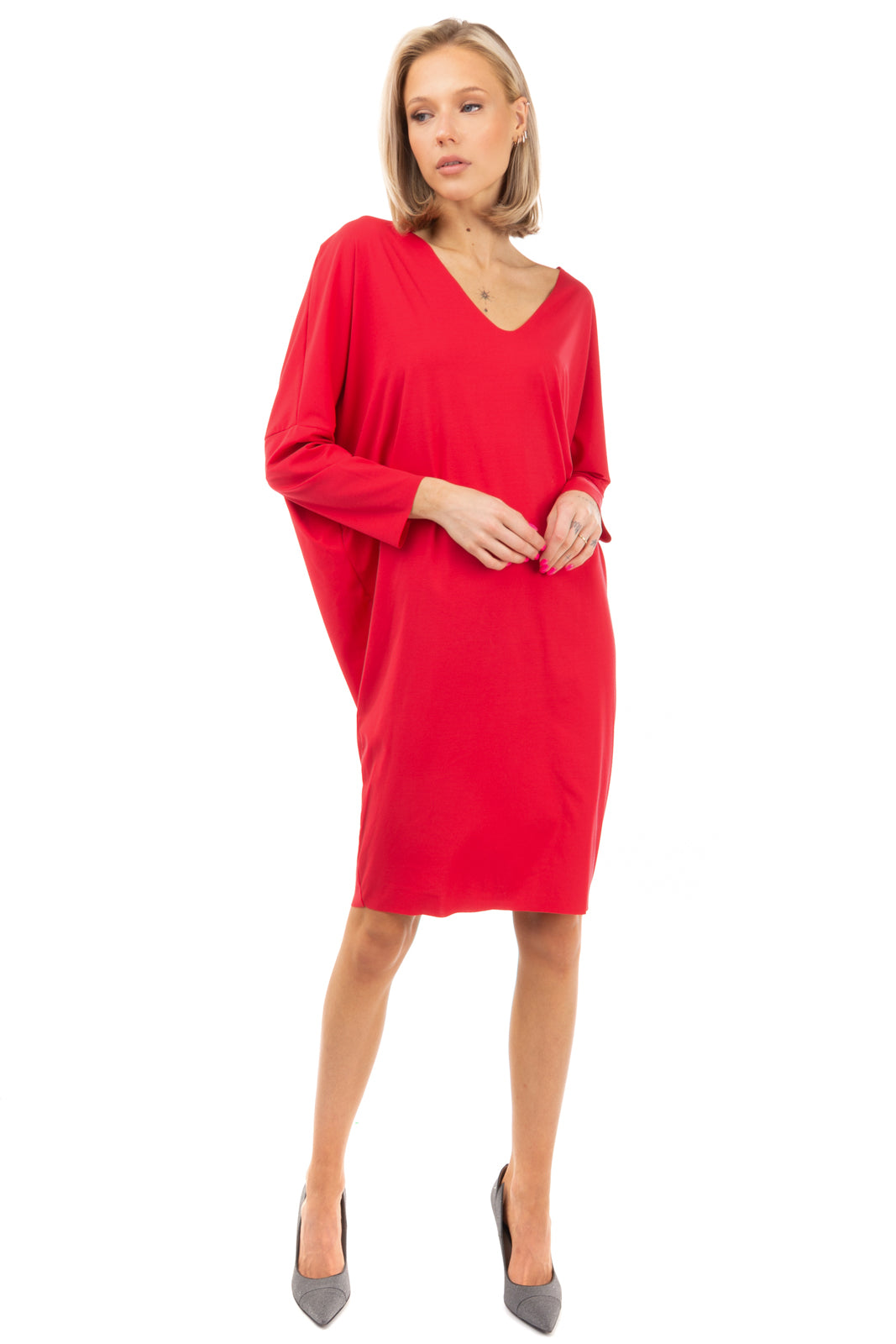 RRP €235 WOLFORD Pure Cut Shift Dress Size XS Overcut Shoulders V