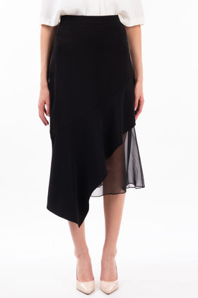 CUSHNIE Asymmetric Skirt Size US 4 / S-M Contrast Silk Made in USA RRP €785 gallery photo number 4