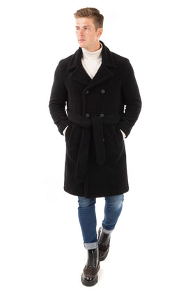 RRP €450 DANIELE FIESOLI Sherpa Overcoat Size L Wool Blend Black Made in Italy gallery photo number 3