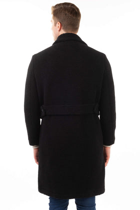 RRP €450 DANIELE FIESOLI Sherpa Overcoat Size L Wool Blend Black Made in Italy gallery photo number 6