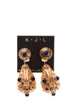KENNETH JAY LANE Dangle Clip On Earrings Cut Out Baroque Drop Gold Tone gallery photo number 1