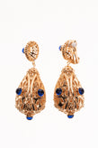 KENNETH JAY LANE Dangle Clip On Earrings Cut Out Baroque Drop Gold Tone gallery photo number 3