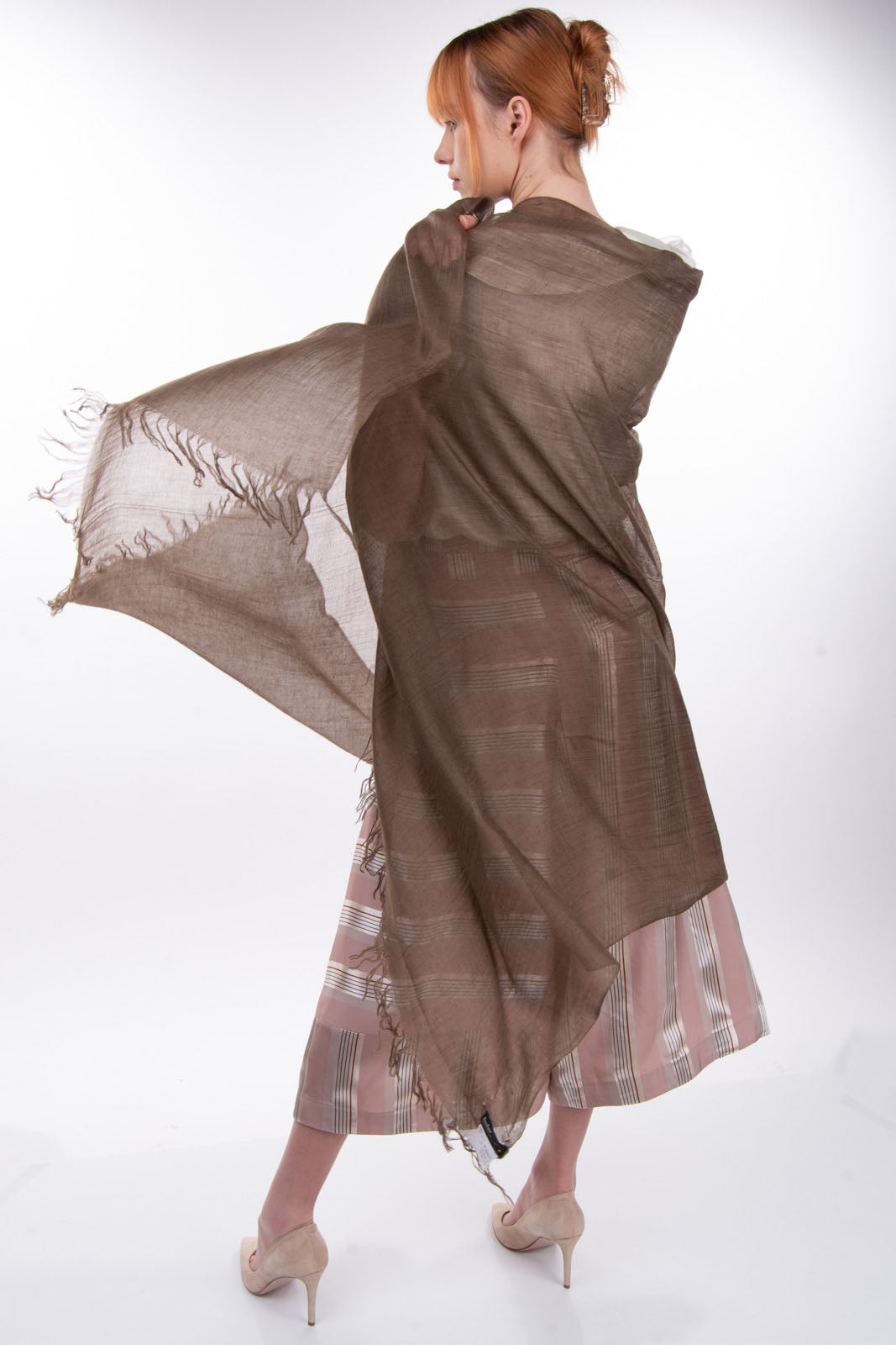 RRP €540 KOLOR Cashmere & Silk Large Shawl/Wrap Scarf Fringe Edges Made in Japan gallery main photo