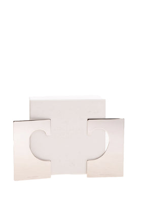 RRP €450 MAISON MARGIELA Rectangle Ear Cuffs Mirrored Non Pierced Engraved Logo gallery photo number 1