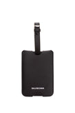 RRP €225 BALENCIAGA Leather Luggage Tag Crumpled Printed Logo Adjustable Strap gallery photo number 3