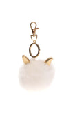 DIESEL Faux Fur Keyring Charm Stuffed Metallic Faux Leather Horns Clasp gallery photo number 1