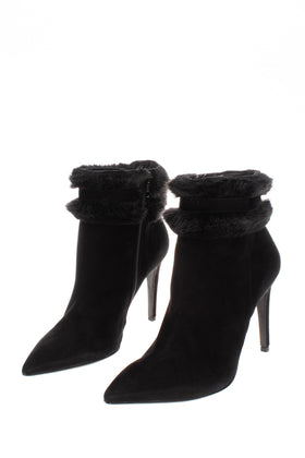 RRP€140 8 Suede Leather Ankle Boots US11 EU41 UK8 Faux Fur Trim Made in Italy gallery photo number 1