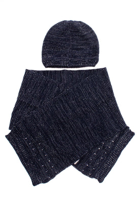 CHICCO Beanie Cap & Stole Scarf Set Size 18-24M Wool Blend Lurex