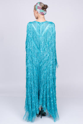 GUCCI Kaftan Style Dress Size IT 44 / L Silk Blend Fringe Plunge Neck RRP €9790 gallery photo number 6