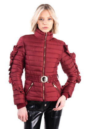 RRP €365 MANGANO Quilted Jacket Size XS Ruffle Belted Full Zip gallery photo number 2