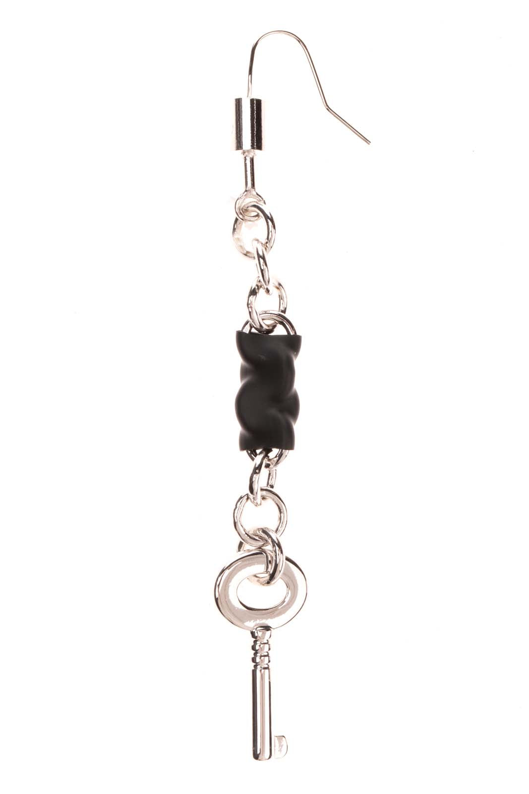 RRP €140 MM6 MAISON MARGIELA Hook Drop Single Earring Chain & Key Made in Italy gallery main photo