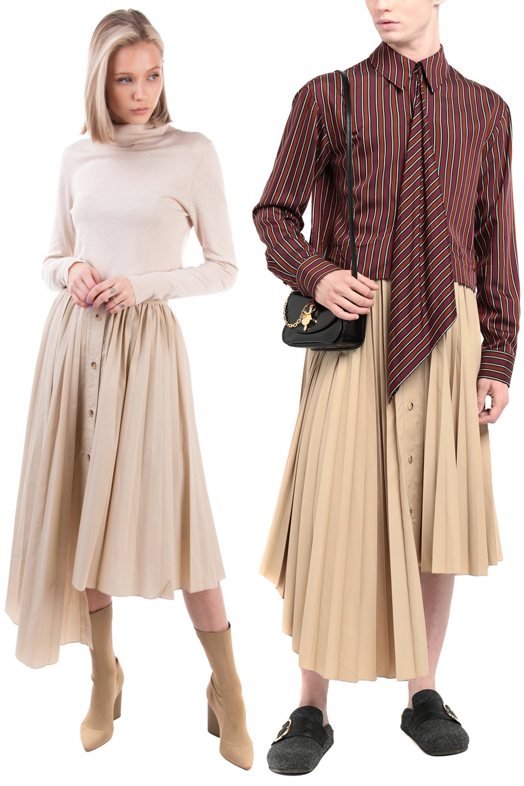 RRP€425 J.W.ANDERSON Unisex Asymmetric Skirt Size UK 12 / L Button Front Pleated gallery main photo