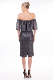 RRP €720 MIKAEL AGHAL Lace Sheath Dress Size US 6 / S Lame Ruffle Off Shoulder gallery photo number 5