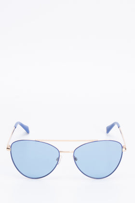 RRP €145 LOVE MOSCHINO MOL011/S Pilot Sunglasses Tinted Blue Lenses Logo Sides gallery photo number 1