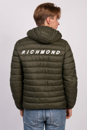JOHN RICHMOND Quilted Jacket US40 IT54 L Padded Logo Print Full Zip Hooded gallery photo number 6