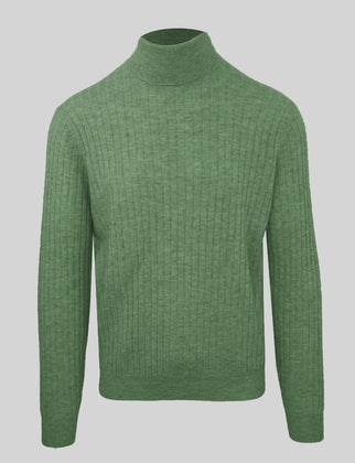 RRP€415 MALO Green Cashmere & Wool Jumper Size M Ribbed Knit High Neck gallery photo number 1