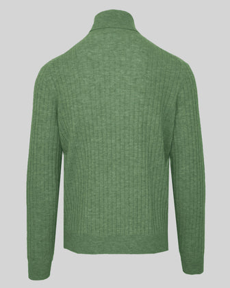 RRP€415 MALO Green Cashmere & Wool Jumper Size M Ribbed Knit High Neck gallery photo number 2