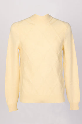 RRP€530 MALO Cashmere & Wool Jumper Size L Ananas Yellow Thin Argyle Funnel-Neck gallery photo number 5