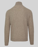 RRP €415 MALO Cashmere & Wool Jumper Size L Beige Melange Ribbed Knit Roll Neck gallery photo number 2