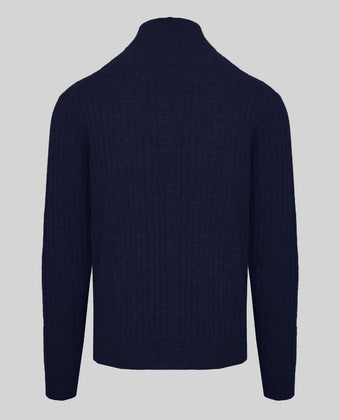 RRP€465 MALO Cashmere & Wool Cardigan Size L Navy Blue Button Front Ribbed Knit gallery photo number 2