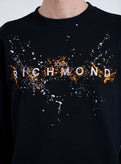 RRP€240 JOHN RICHMOND Pullover Sweatshirt US42 IT56 XL Embroidered Splatter Logo gallery photo number 4