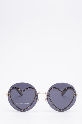 RRP €250 MARC JACOBS MARC 494/G/S Oversize Round Sunglasses Rimless Stud Heart gallery photo number 2