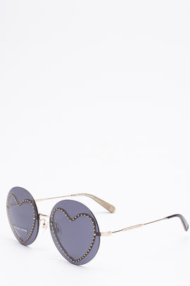 RRP €250 MARC JACOBS MARC 494/G/S Oversize Round Sunglasses Rimless Stud Heart