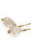 RRP €435 CHLOE Long Dangle Earrings Faux Pearl Drops Rhinestones Carnelian gallery photo number 5