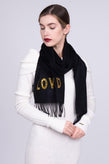 RRP €670 GUCCI Cashmere & Silk Rectangle Scarf  Sequins 'LOVED' Fringe Edges gallery photo number 6