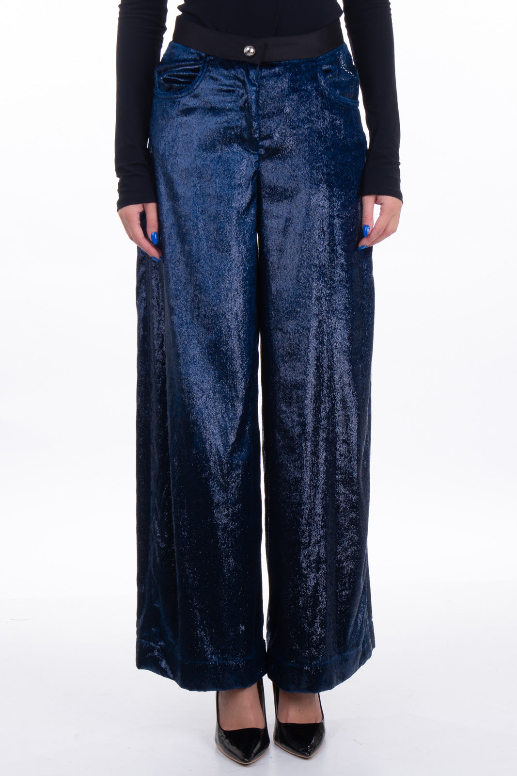 RRP €295 JUST CAVALLI Fuzzy Trousers Size IT 38 / XS Wide Leg Made in Italy gallery main photo