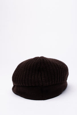ALTEA Wool Flat Cap One Size Brown Knitted Made in Italy