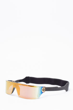 RRP€280 MOSCHINO MOS049/S Narrow Shield Sunglasses Iridescent Adjustable Strap gallery photo number 2