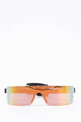 RRP€280 MOSCHINO MOS049/S Narrow Shield Sunglasses Iridescent Adjustable Strap