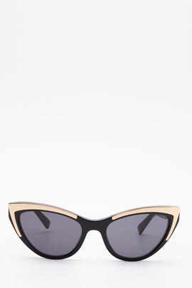 RRP €250 MOSCHINO MOS094/S Cat Eye Sunglasses Logo Sides Gold Tone Trim Glossy