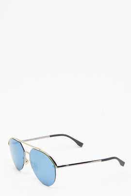 RRP€350 FENDI FF M0031/S Pilot Sunglasses Partly Rimless Mirrored Lenses